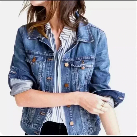 J. Crew Jean jacket medium blue wash XS classic closet staple - Picture 1 of 11